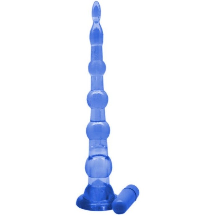 Синяя анальная цепочка с пулькой EROTICON PYRAMID GELS - 21,5 см. Фотография 2.