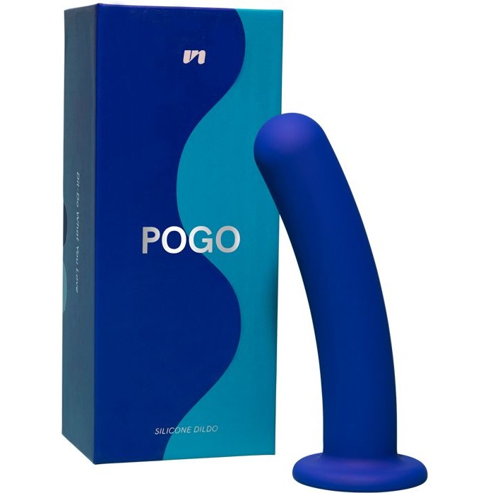 Синий гладкий фаллоимитатор-насадка Pogo - 15,5 см. Фотография 2.