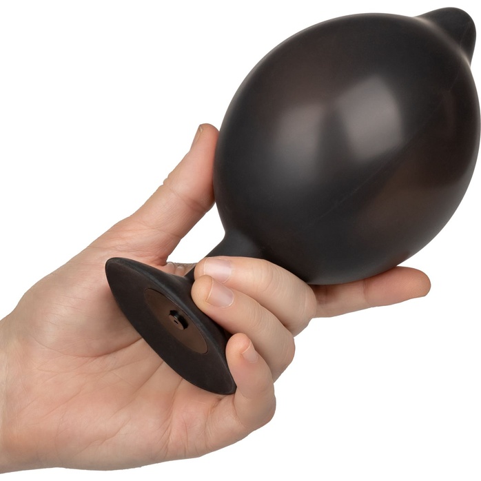 Черная расширяющаяся анальная пробка XL Silicone Inflatable Plug - 16 см - Anal Toys. Фотография 6.
