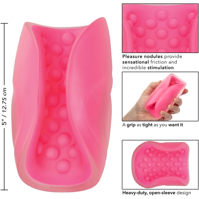 Розовый рельефный мастурбатор Beaded Grip - The Gripper. Фотография 5.