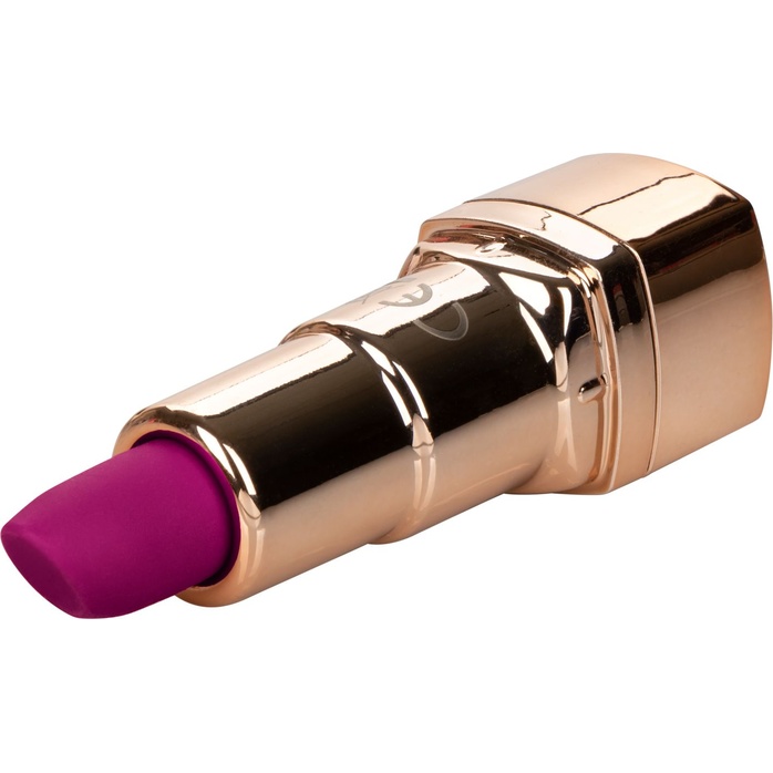 Золотистый вибратор-помада с пурпурным мягким кончиком Hide Play Rechargeable Lipstick. Фотография 2.