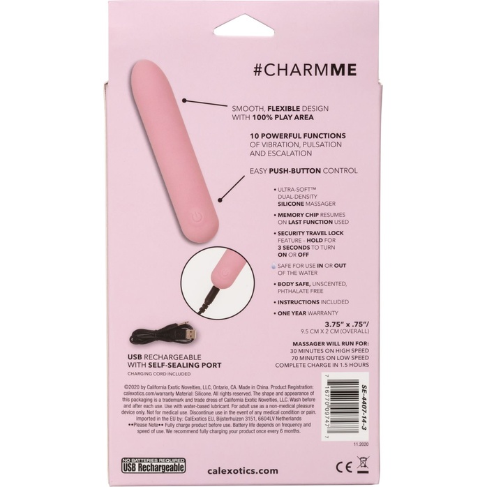 Розовый гибкий мини-вибратор #CharmMe - 9,5 см - Slay. Фотография 7.