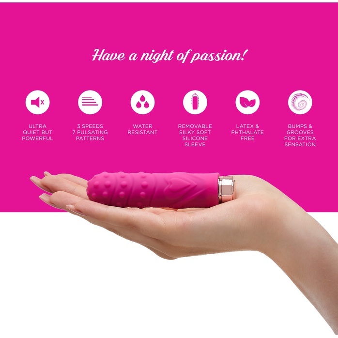 Ярко-розовая рельефная вибропуля Je Taime Silky Touch Vibrator - 9,4 см. Фотография 3.