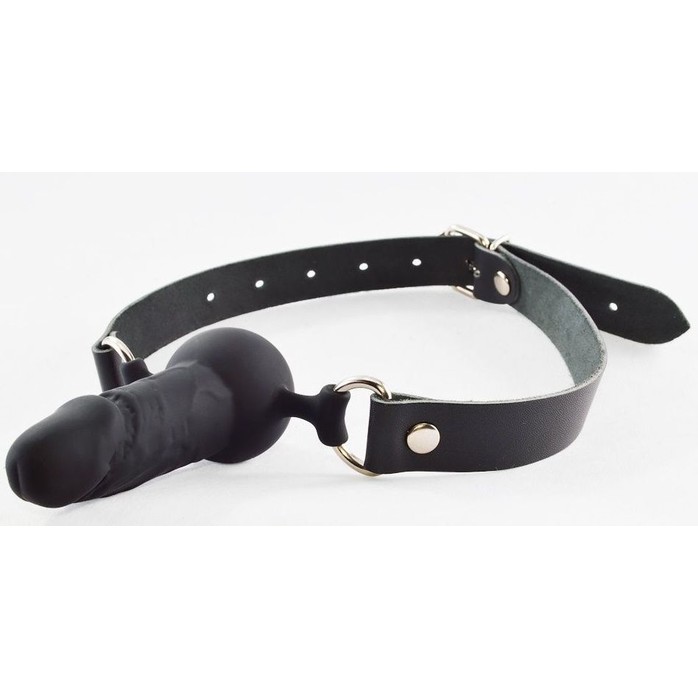 Черный кляп-шар с фаллосом на регулируемых ремешках - BDSM accessories