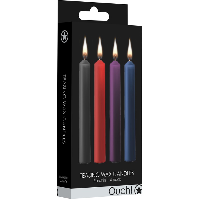 Набор из 4 разноцветных восковых свечей Teasing Wax Candle - Ouch!. Фотография 6.
