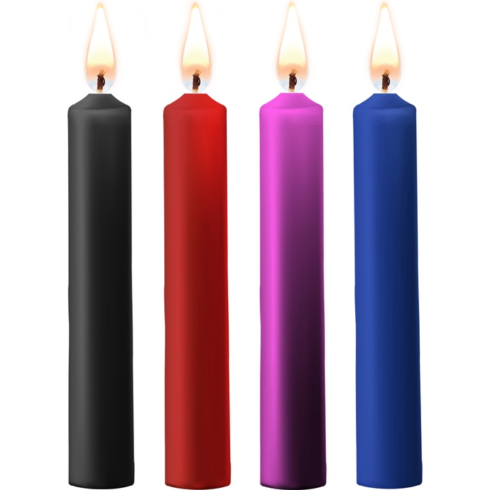 Набор из 4 разноцветных восковых свечей Teasing Wax Candle - Ouch!
