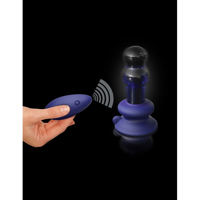 Синий стеклянный вибростимулятор с пультом ДУ и присоской - 10,6 см - Icicles. Фотография 7.