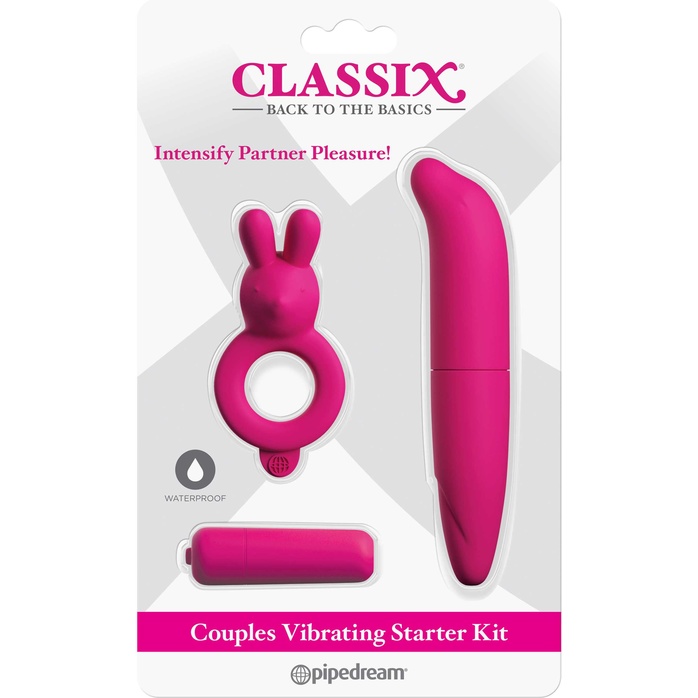 Ярко-розовый вибронабор для пар Couples Vibrating Starter Kit - Classix. Фотография 6.