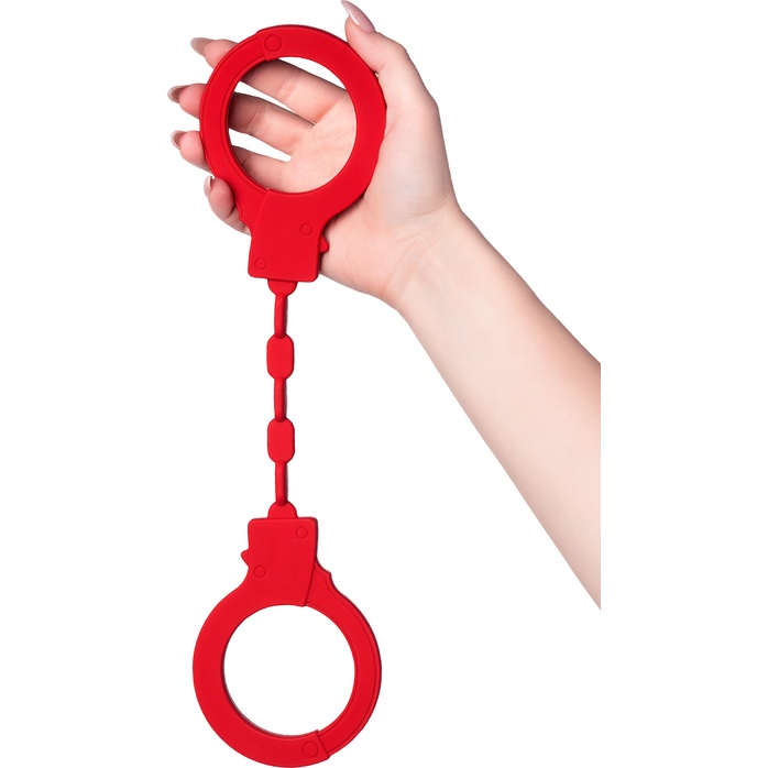 Красные силиконовые наручники Штучки-дрючки. Фотография 2.