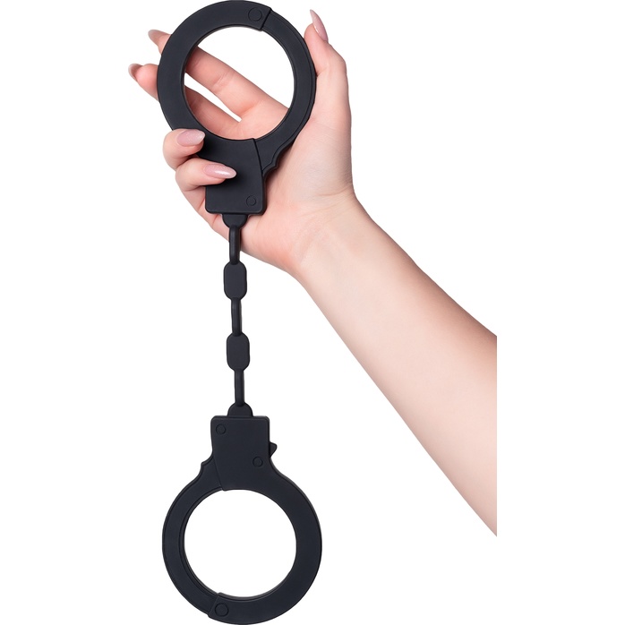 Черные силиконовые наручники Штучки-дрючки. Фотография 2.