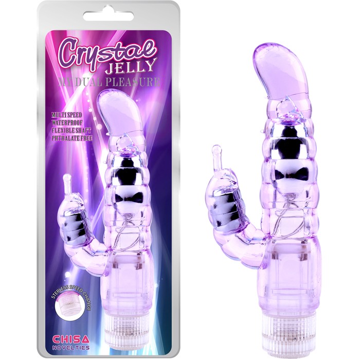 Фиолетовый вибратор-кролик My Dual Pleasure - 21 см - Crystal Jelly. Фотография 2.