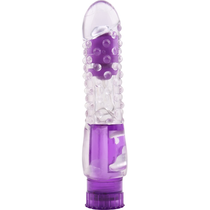 Фиолетовый вибратор Pleaser с шишечками - 16,2 см - Crystal Jelly