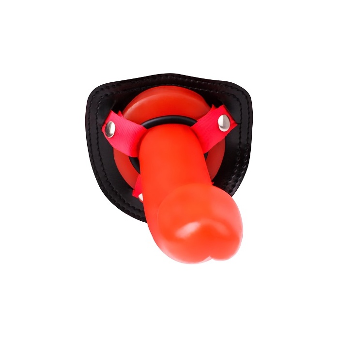 Красный страпон Thumper Strap-on на ремешках - 18 см - Hotstorm. Фотография 2.