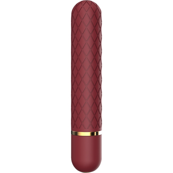 Бордовый мини-вибратор Lizzy с ромбовидным рельефом - 12,7 см - Romance