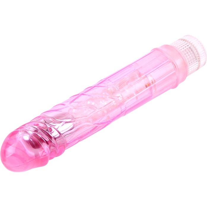Розовый вибратор Glitters Boy - 26,5 см - Crystal Jelly. Фотография 2.