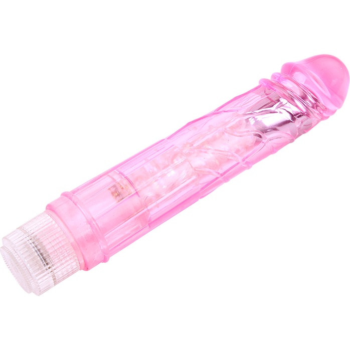 Розовый вибратор Glitters Boy - 26,5 см - Crystal Jelly. Фотография 3.