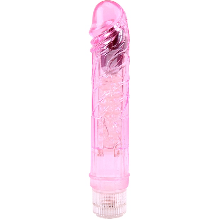 Розовый вибратор Glitters Boy - 26,5 см - Crystal Jelly