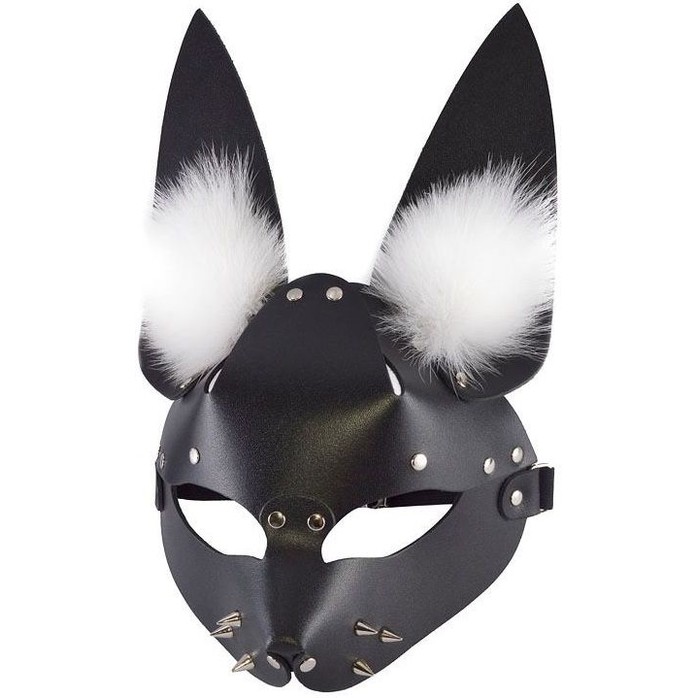 Черная маска Зайка с меховыми ушками - BDSM accessories