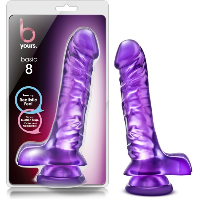 Фиолетовый фаллоимитатор Basic 8 - 22,86 см - B Yours. Фотография 4.
