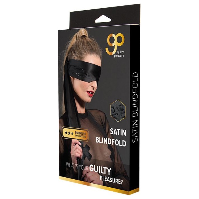 Черная маска-лента на глаза PREMIUM SATIN BLINDFOLD - Guilty Pleasure. Фотография 4.