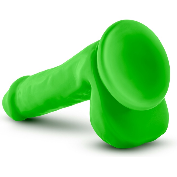 Зеленый фаллоимитатор 6 Inch Silicone Dual Density Cock with Balls - 15,24 см - Neo Elite. Фотография 3.