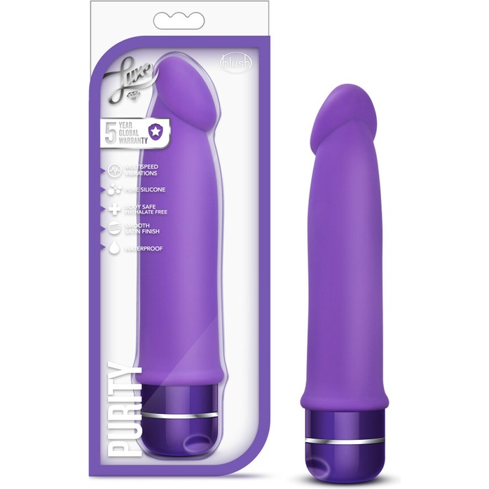 Фиолетовый вибромассажер Purity - 19 см - Luxe. Фотография 5.