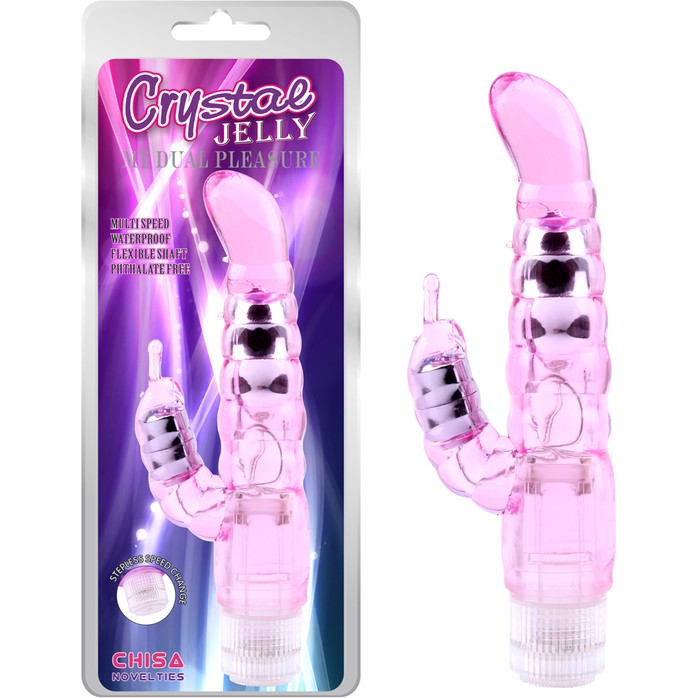 Розовый вибратор-кролик My Dual Pleasure - 21 см - Crystal Jelly. Фотография 2.