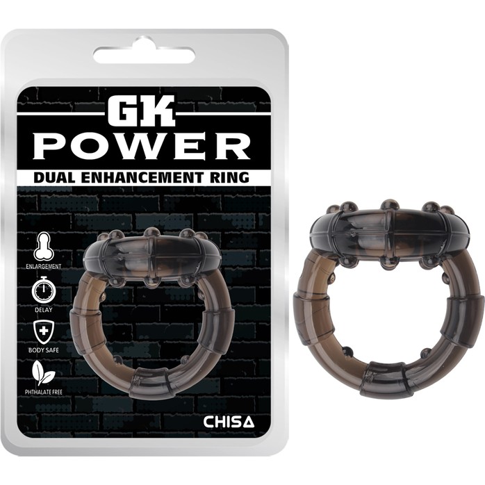 Дымчатое двойное эрекционное кольцо Dual Enhancement Ring - GK Power. Фотография 3.