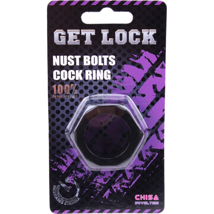 Черное эрекционное кольцо-шестигранник Nust Bolts Cock Ring - Get Lock. Фотография 2.