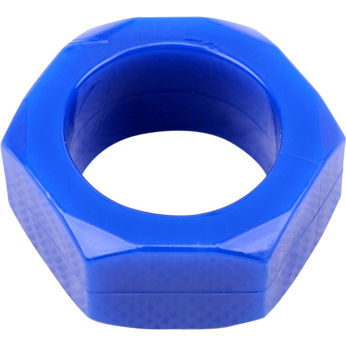 Синее эрекционное кольцо-шестигранник Nust Bolts Cock Ring - Get Lock