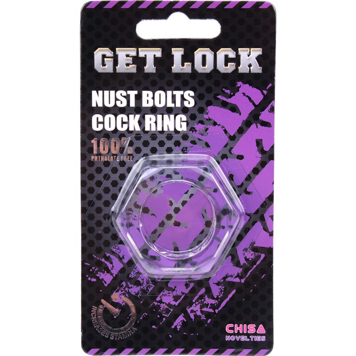 Прозрачное эрекционное кольцо-шестигранник Nust Bolts Cock Ring - Get Lock. Фотография 2.