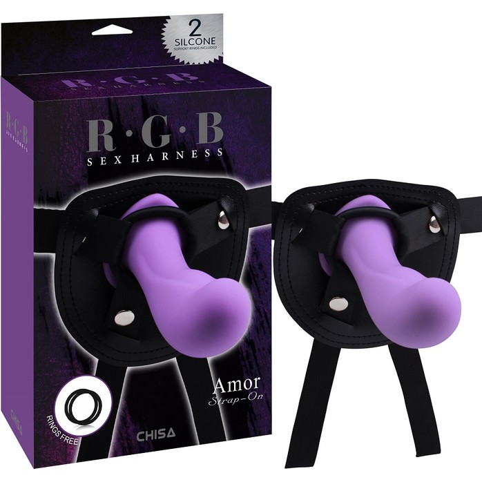 Фиолетовый страпон Amor Strap-On - 15 см - R.G.B