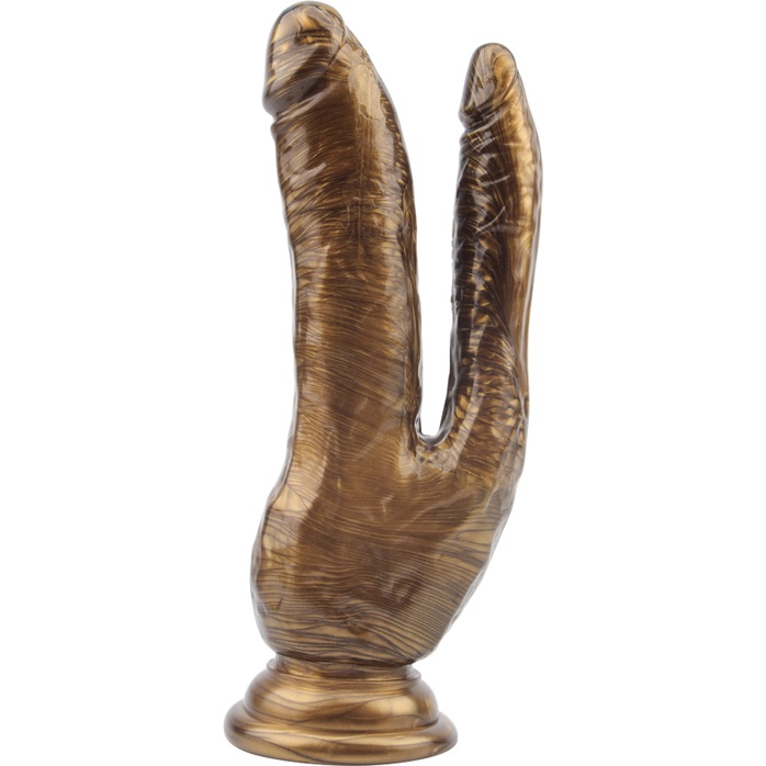 Золотистый анально-вагинальный фаллоимитатор Ivana Havesex - 19,5 см - Dark Muscle