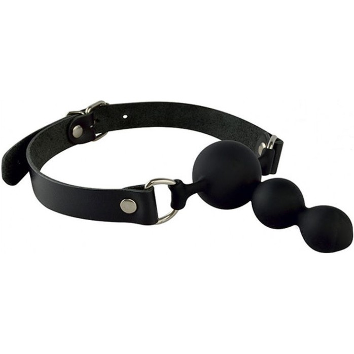 Черный кляп-пробка на регулируемых ремешках - BDSM accessories