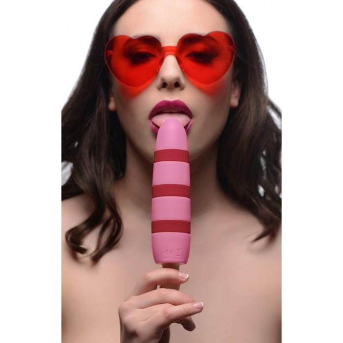 Розовый вибростимулятор-эскимо 10X Popsicle Vibrator - 21,6 см. Фотография 2.