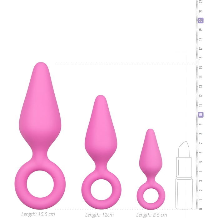 Набор из 3 розовых анальных пробок Pointy Plug Set - Anal Collection. Фотография 3.