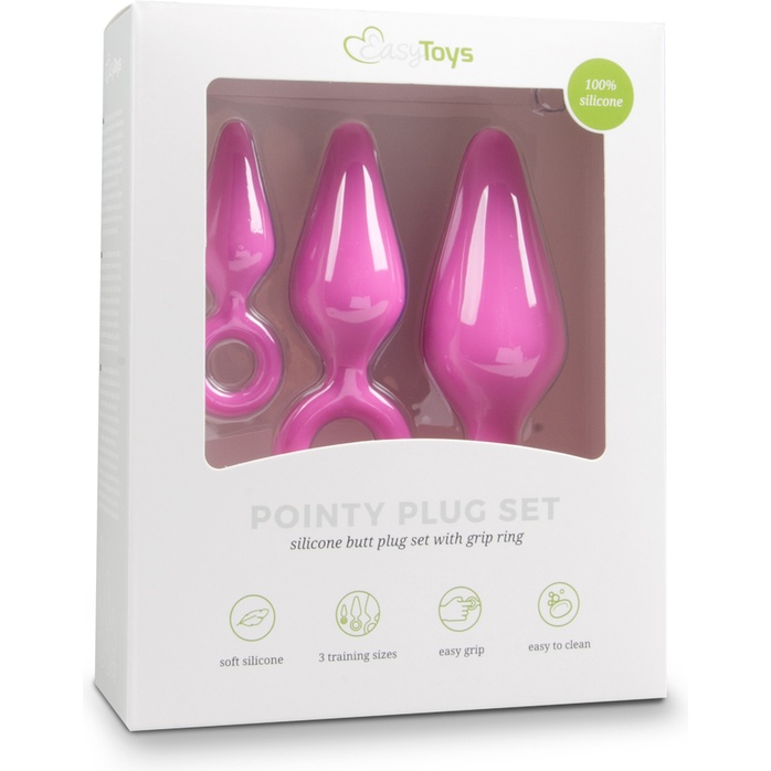 Набор из 3 розовых анальных пробок Pointy Plug Set - Anal Collection. Фотография 4.