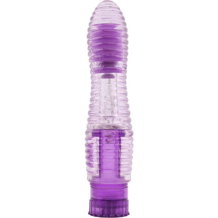 Фиолетовый вибратор с рёбрышками Lines Exciter - 16,2 см - Crystal Jelly