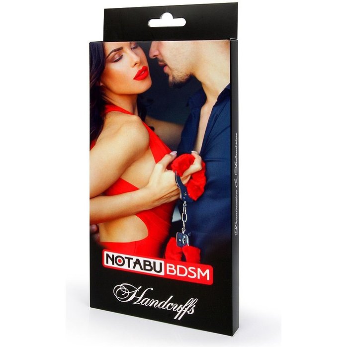 Черные меховые наручники на сцепке с ключиками - NOTABU. Фотография 5.