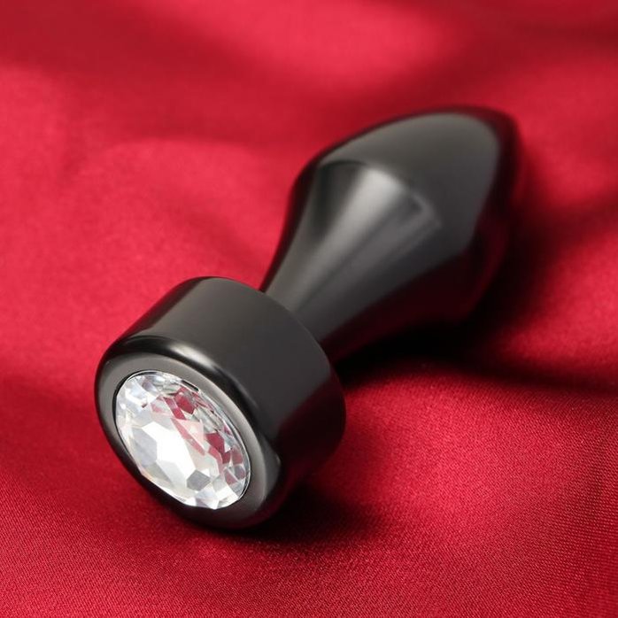 Черная анальная пробка Пуля с прозрачным кристаллом - Оки-Чпоки. Фотография 2.