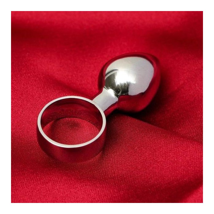 Серебристая алюминиевая анальная пробка с кольцом - Оки-Чпоки