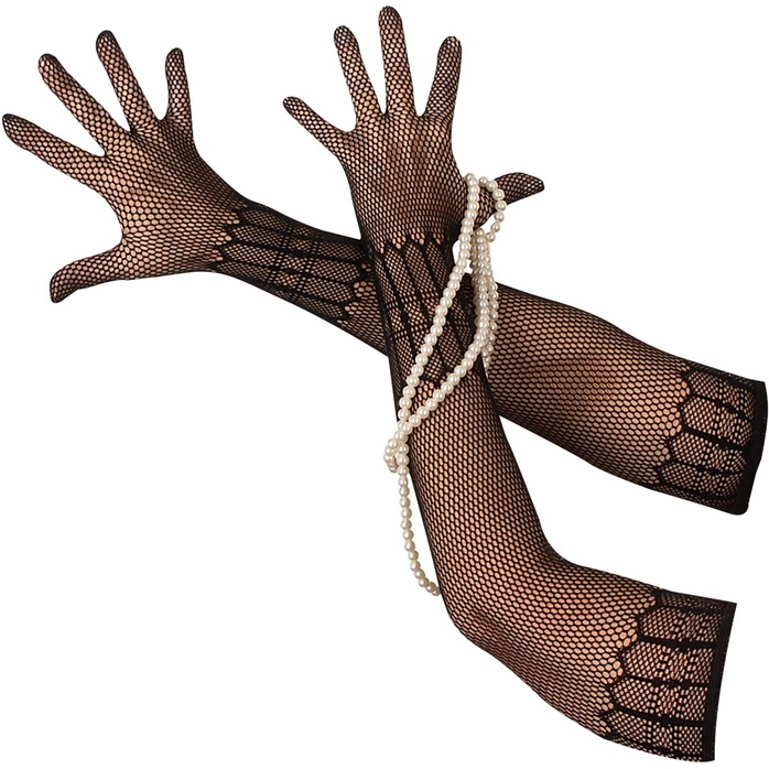 Изящные сетчатые длинные перчатки - Cottelli Collection. Фотография 4.