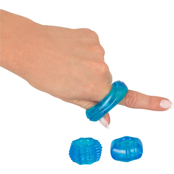 Набор из 3 голубых эрекционных колец Stretchy Cock Ring - You2Toys. Фотография 3.