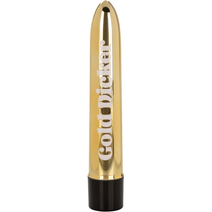 Золотистый классический вибратор Naughty Bits Gold Dicker Personal Vibrator - 19 см - Naughty Bits