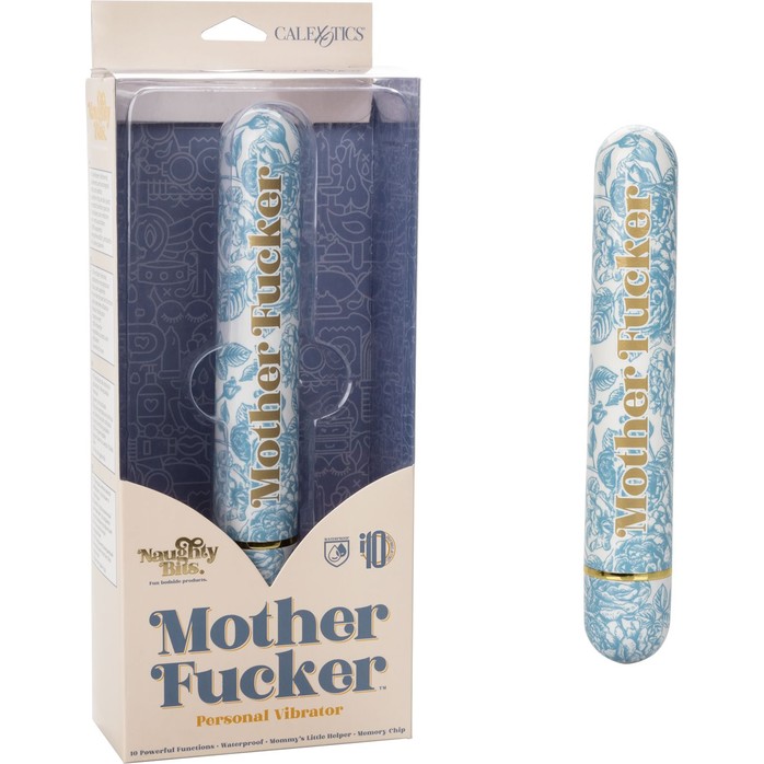 Голубой классический вибратор Naughty Bits Mother Fucker Personal Vibrator - 18 см - Naughty Bits. Фотография 8.