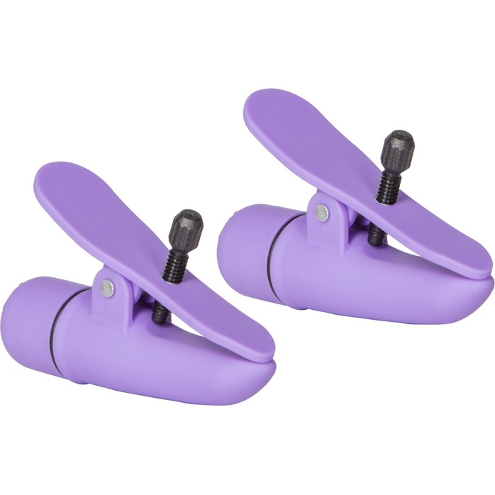 Фиолетовые зажимы-прищепки с вибрацией Nipplettes - Nipple Play. Фотография 2.