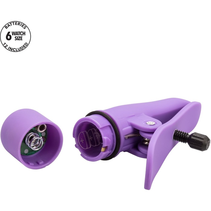 Фиолетовые зажимы-прищепки с вибрацией Nipplettes - Nipple Play. Фотография 5.