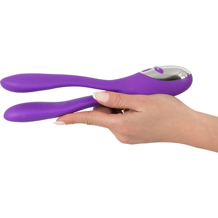 Фиолетовый сдвоенный вибратор Bendable Double Vibrator - 24,3 см - Smile. Фотография 2.