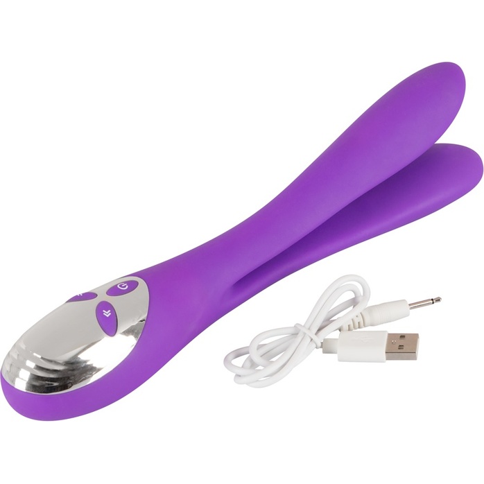 Фиолетовый сдвоенный вибратор Bendable Double Vibrator - 24,3 см - Smile. Фотография 7.