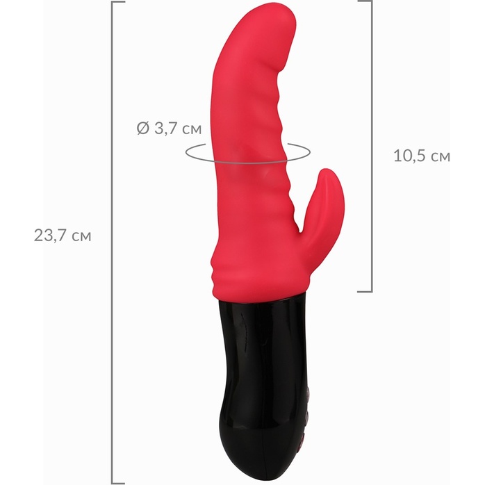 Красный вибростимулятор-кролик Ribbed Punch - 23,7 см. Фотография 2.